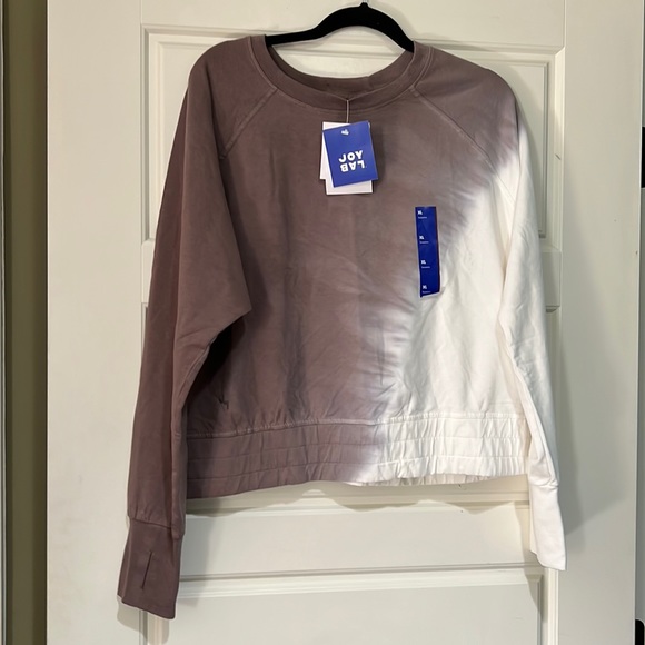 Joylab cropped ombré sweatshirt new xl brown white - Picture 3 of 7